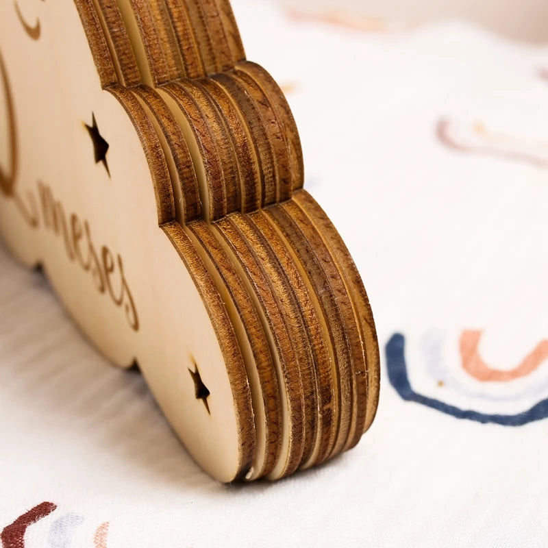 8pc/set Wooden Baby Milestone Card For Newborn Cute Cloud Shape Photography  Props Accessories Month Cards Sticker Newborn Gifts