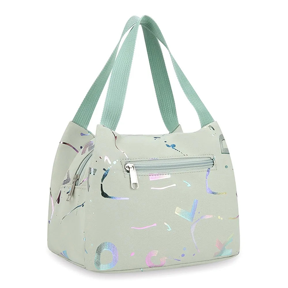 New Bronzing Printing Handbag Oxford Cloth Waterproof Tote Bags Large Capacity Lunch Bag Simple Versatile Shopping Handbag