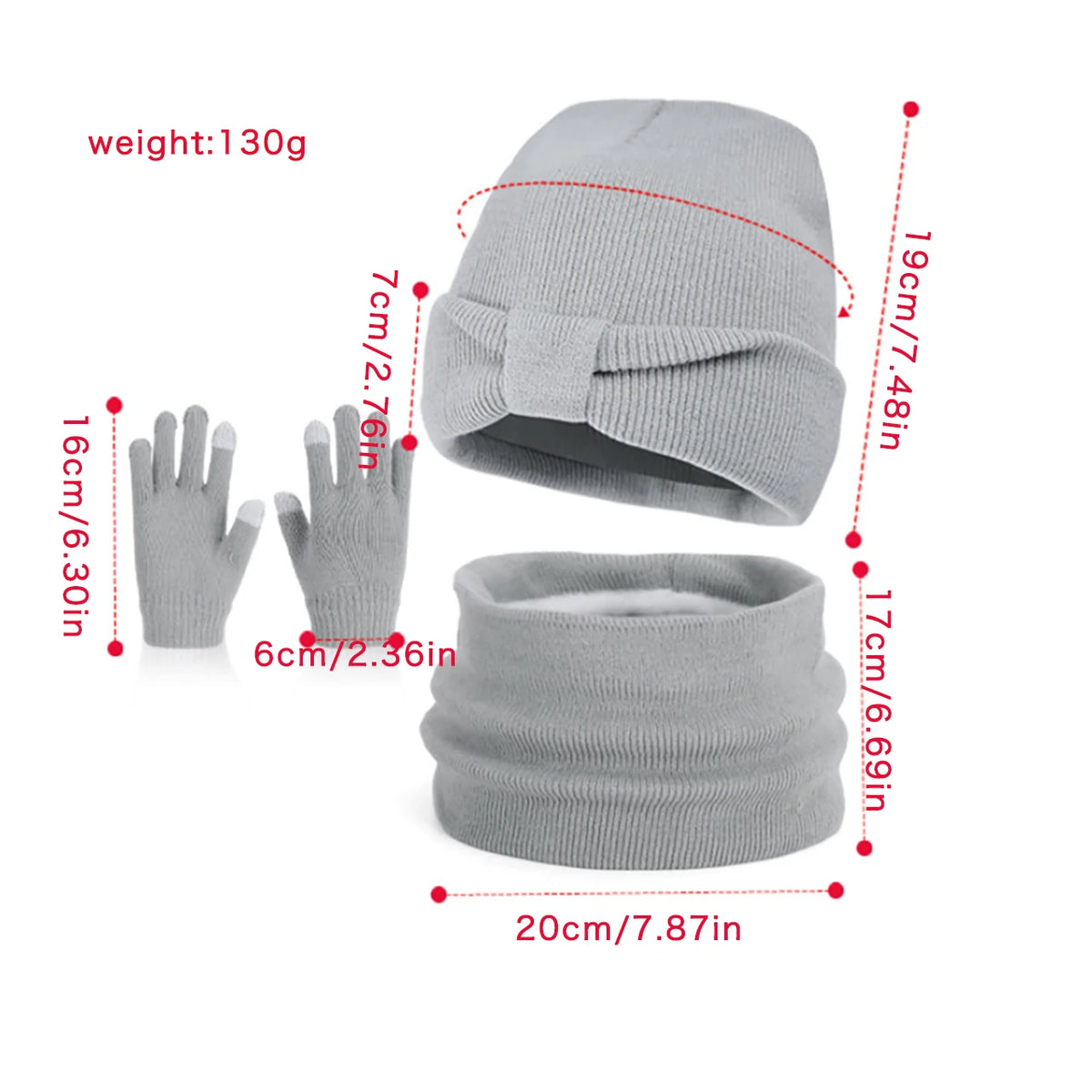 Anti-Cold Warm Children Hat Gloves Scarf Set Thermal Headband Cycling Ski Outdoor Ear Protection Knit Woolen Cap Winter Beanies