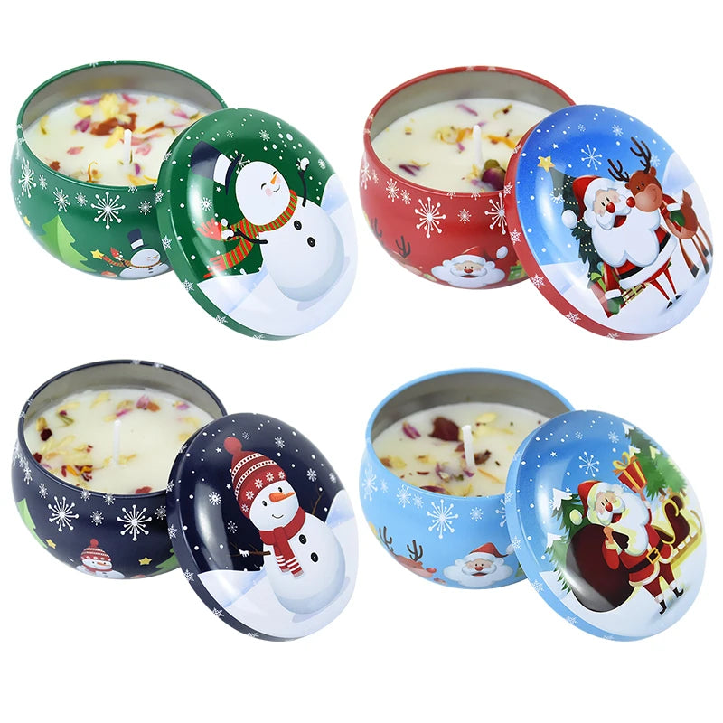 1PC Christmas Aromatherapy Candle Tinplate Rose Goji Berry Blood Orange Lavender Vanilla Gift New Year Party Home Decoration