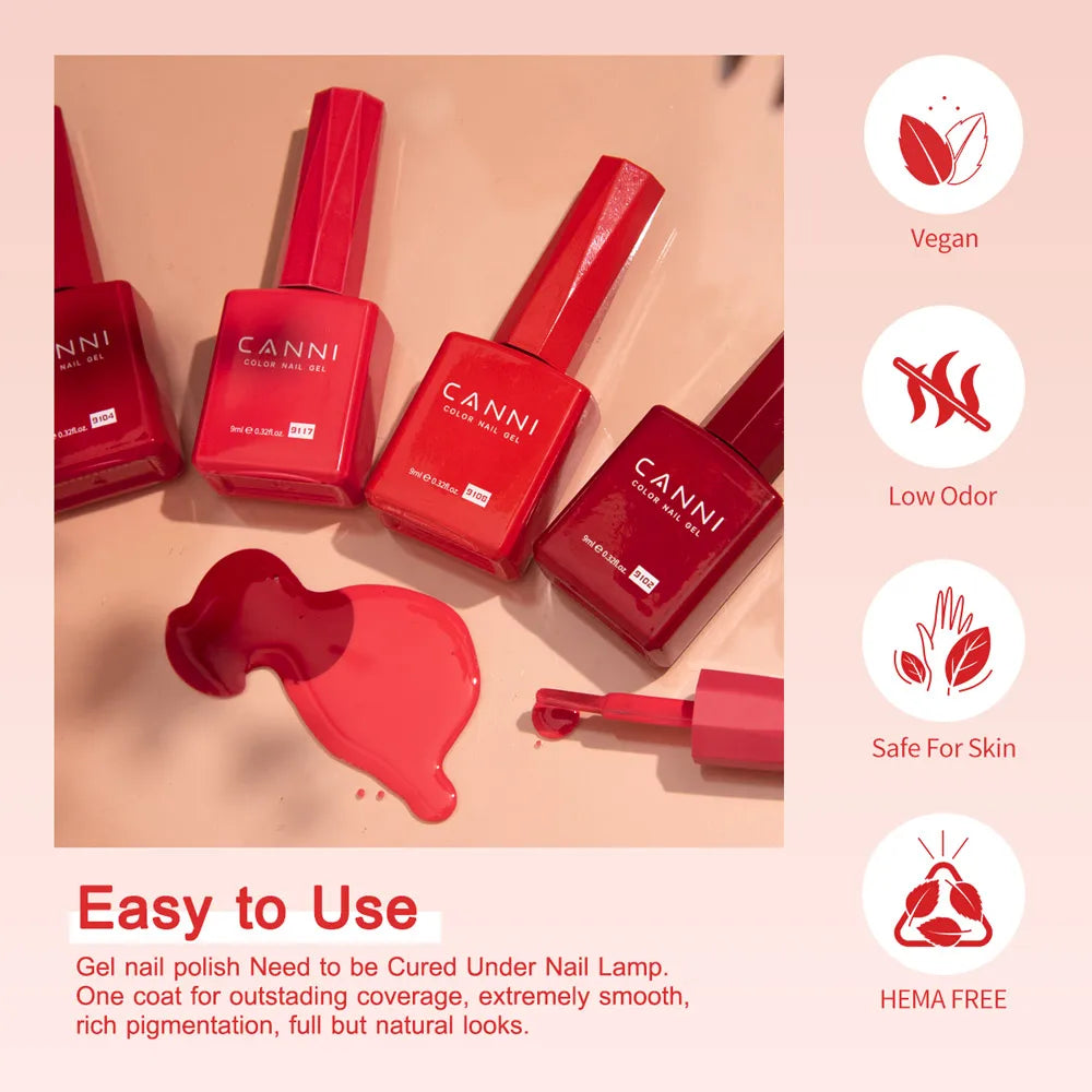 CANNI Hema TPO Free Nail Gel Polish Fall Nails Maillard Color Collection Semi Permanent Diamond Longwear Top Coat 9ml