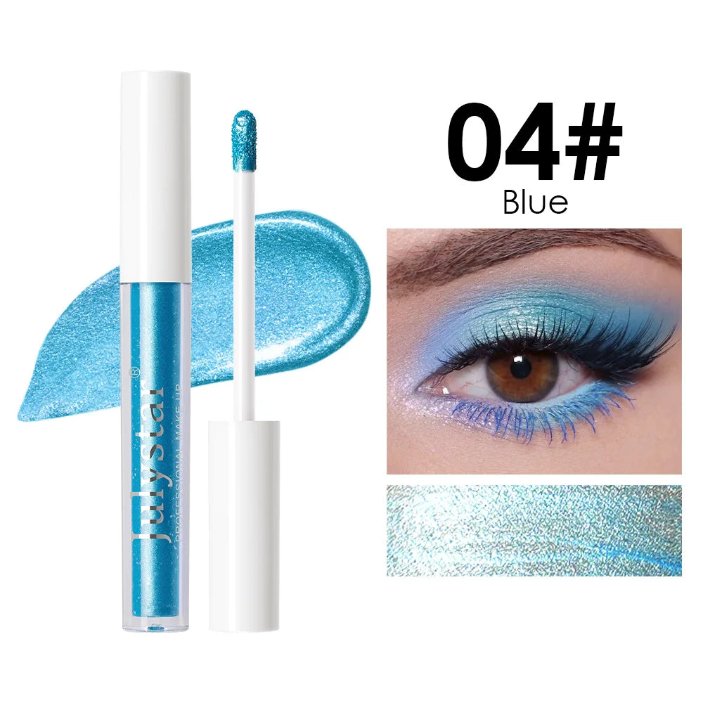 10 Colors Waterproof Liquid Eyeshadow High Shine Long-Lasting Sparkling Eye Shadow Metallic Pink Purple Party Stage Eyes Makeup