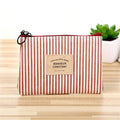 Cute Wallet Women Fabric Key Coin Purse Cartoon Square Mini Coin Pouch Letter Striped Print Zipper Canvas Bags for Girls