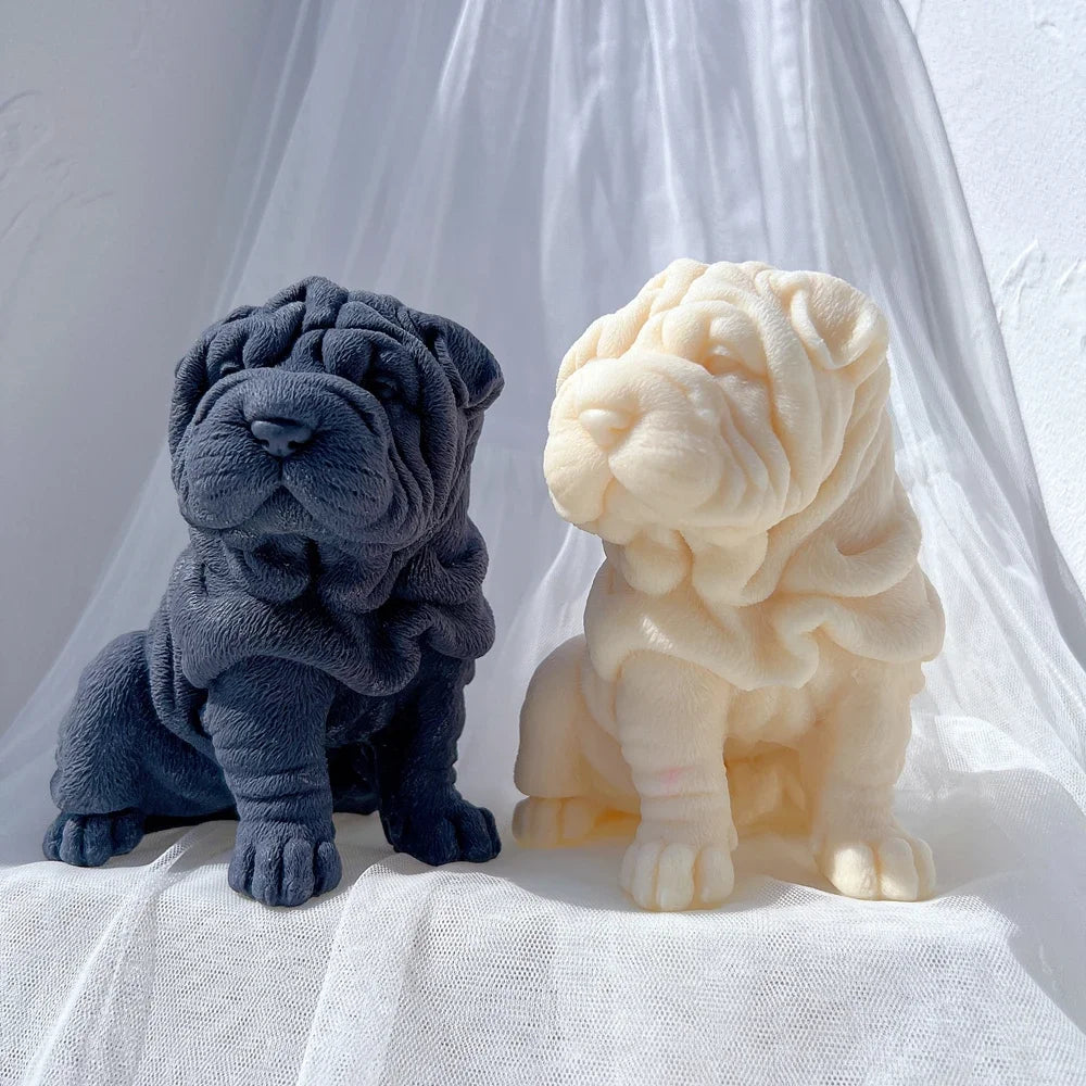 Shar Pei Dog Puppy Candle Mold Animal Puppies Soy Wax Silicone Mould Dog Lover Home Decor
