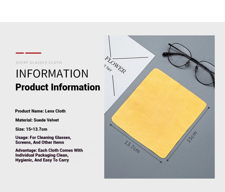 2/5/10 Pieces Cleaning Glasses Cloth Sunglasses Screen Cleaning Cloth 15*13.7 Cm Glasses Cloth Deerskin Velvet Mirror Cloth
