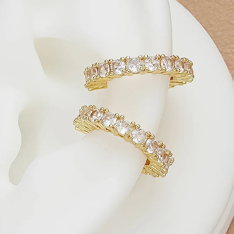 2Pcs Full Rhinestone Zircon Ear Cuff Ear Clip for Women No Pierced C Shape Earcuff Ear Wrap Earcuff Clips Jewelry Gifts