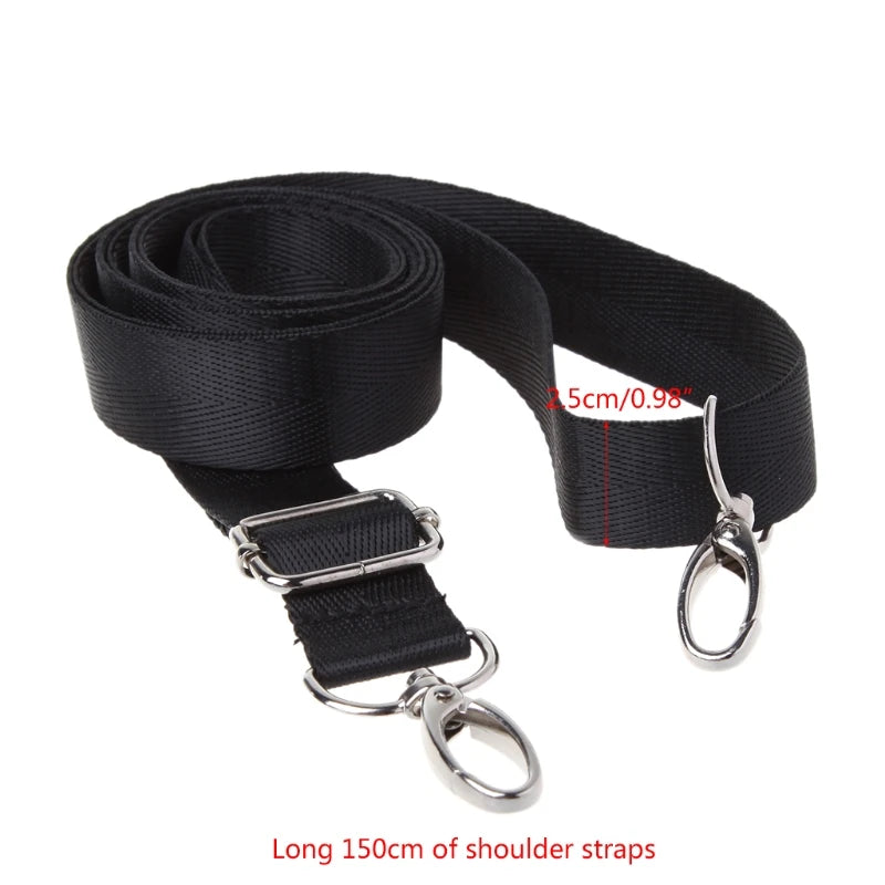 Adjustable Nylon Shoulder Bag Belt Replacement Laptop Crossbody Camera Strap Black Color