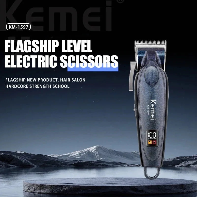 Kemei 1597 Barber Cordless Fade Hair Clipper Rechargeable Powerful Hair Trimmer Professional Men Electric Hair Cutting Machine