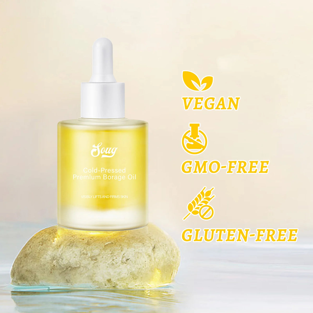 Pressed Borage Oil - 100% Pure Natural Face Oil for Skin Lifting & Firming, Vegan, GMO-Free, for Elasticity & Brightening. 30ml