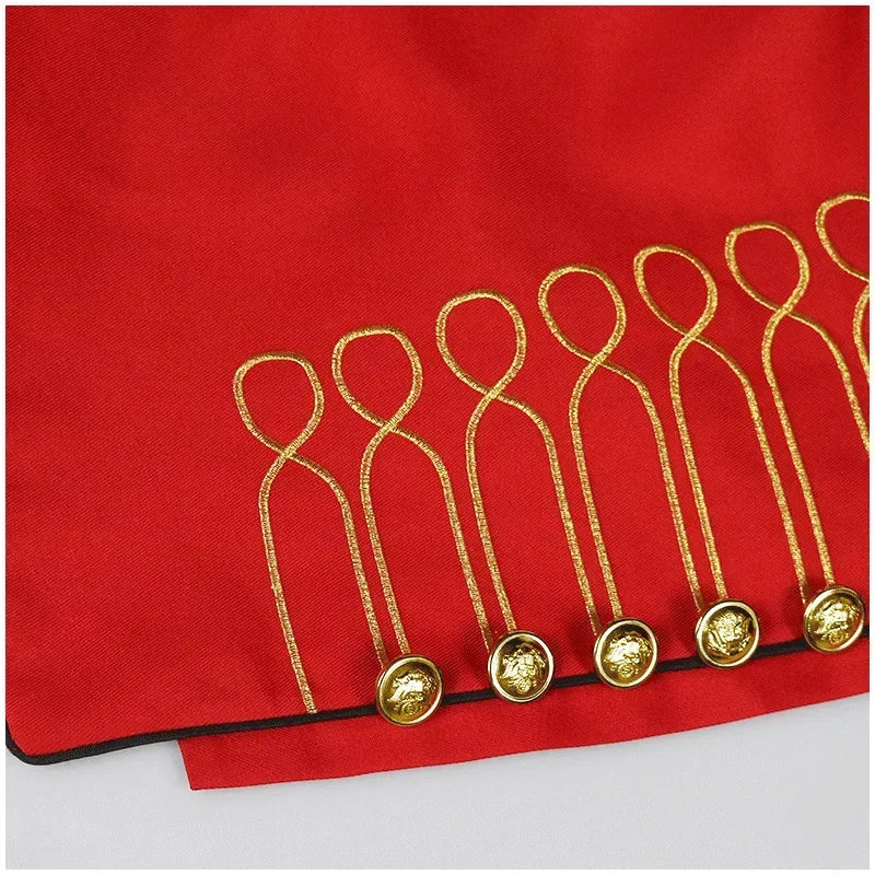 Halloween Cosplay Costume New Men's Medieval Jacket Steampunk Hussar Marching Band Military Drummer Parade Jacket Coat