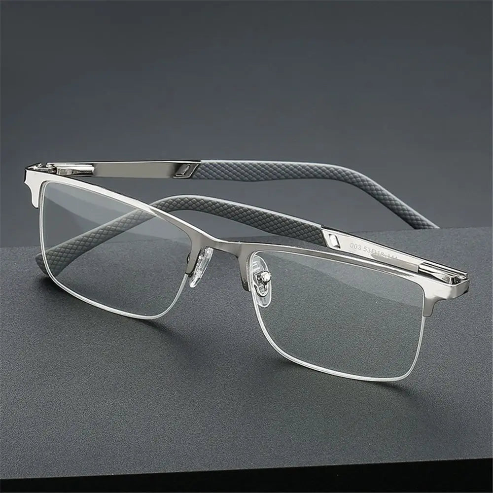 Men's Reading Glasses +0.5 To +4.0 Business Reading Lens Metal Frame Optical Anti Blue Light Presbyopia Glasses with Class