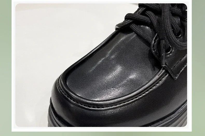Gothic Chunky High Heels Loafers for Woman New Leather Platform Loafers Female Solid Color Thick Heeled Lolita Shoes 2024
