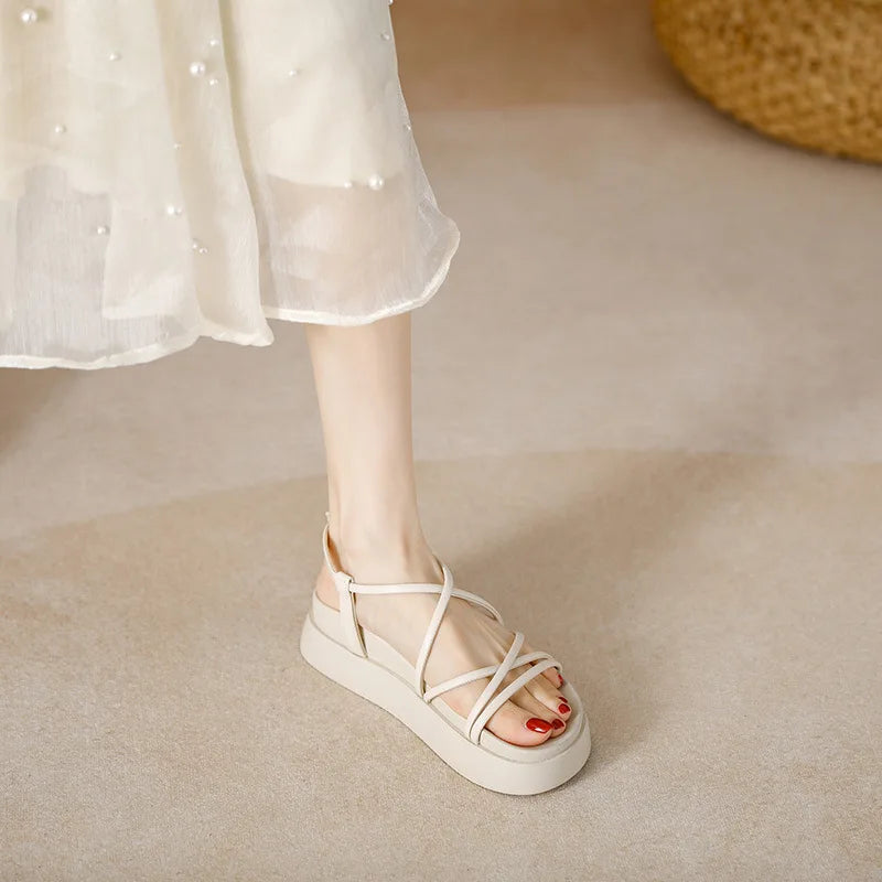 Thick Sole Sandals Women 2026 New Summer Soft Sole Elevated Casual Roman Sandals Small Womens Shoes  Sandalias Mujer  Sandal