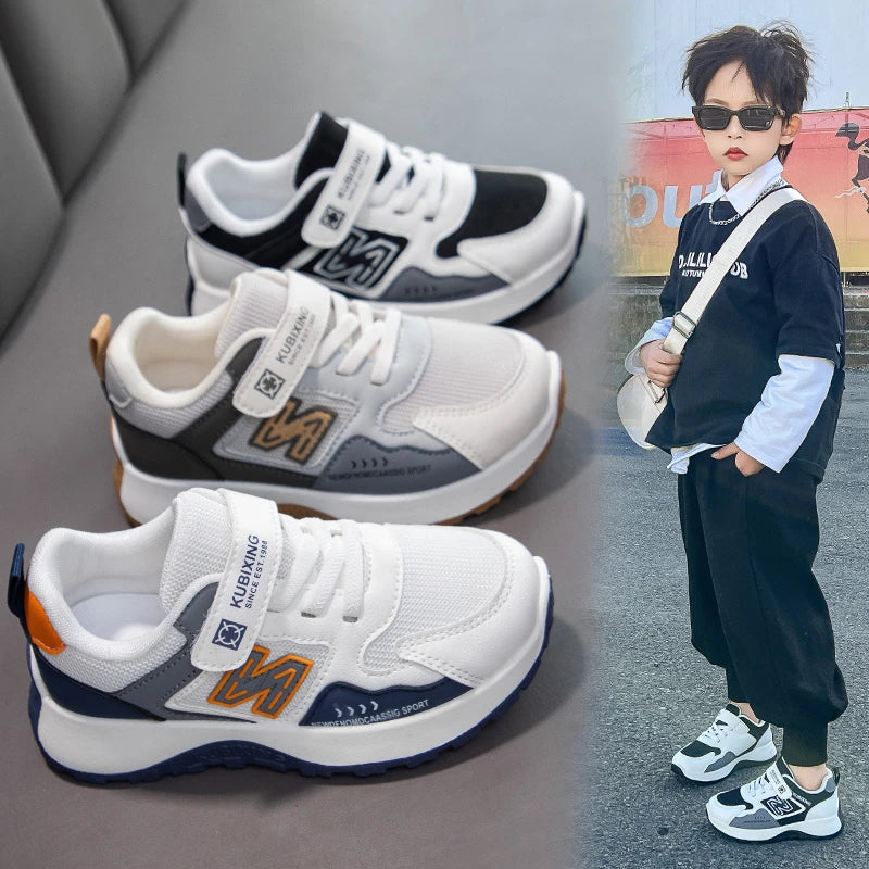 Children's Sneakers Kids Fashion Design White Non-slip Casual Shoes Boys Girls Hook Breathable Sneakers Toddler Outdoor Shoes