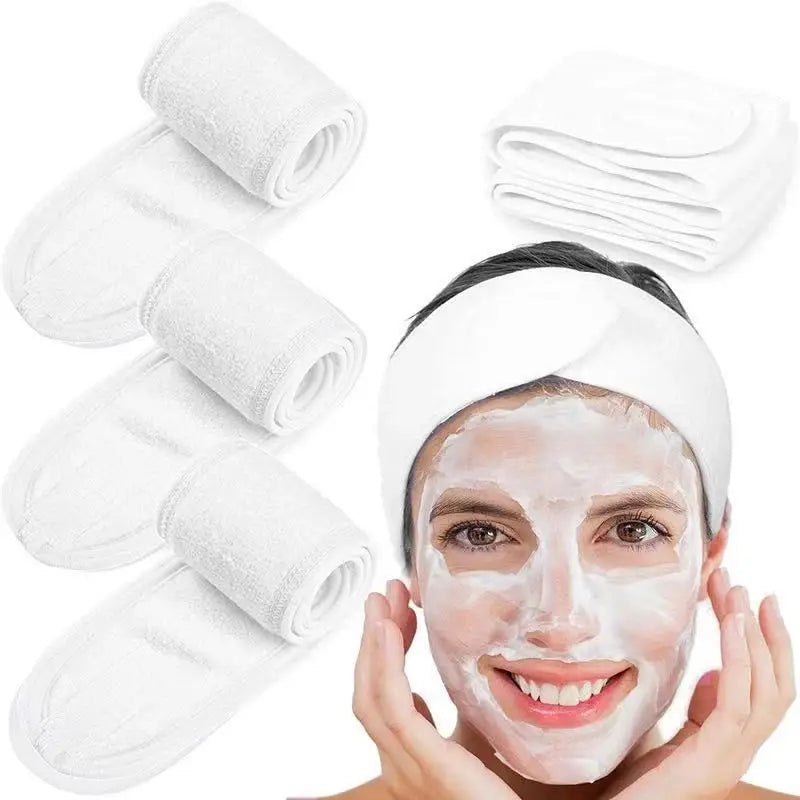 3Pcs Women'S Makeup, Face Wash, Solid Color Velcro Headbands, Sports Yoga Headbands, Spa Bathroom Headbands