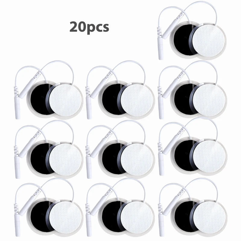 10/20 Almohadillas de electrodo, de repuesto, autoadhesivas, con conector de 2 mm, para estimulador muscular TENS, electrodos de acupuntura, almohadillas de electrodo cuadradas, adelgazantes