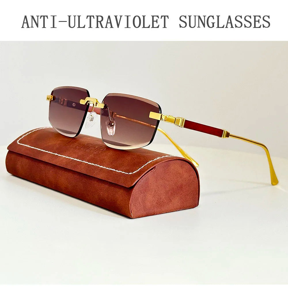 Designer Luxury Sunglasses Vacation Trending Sunglasses Women Rimless Glasses Vintage Lentes Dropshipping Oculos Gafas Lunette