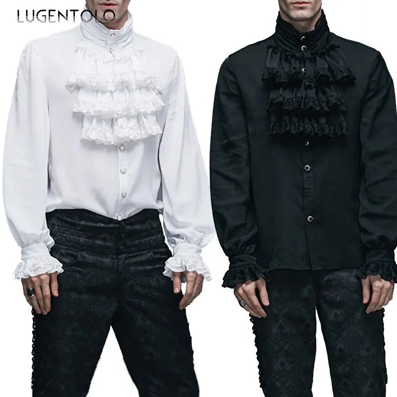 Men Medieval Steampunk Shirts Retro Casual Costume Renaissance Top New Halloween Court Party Pirate Performance Victorian Cloth