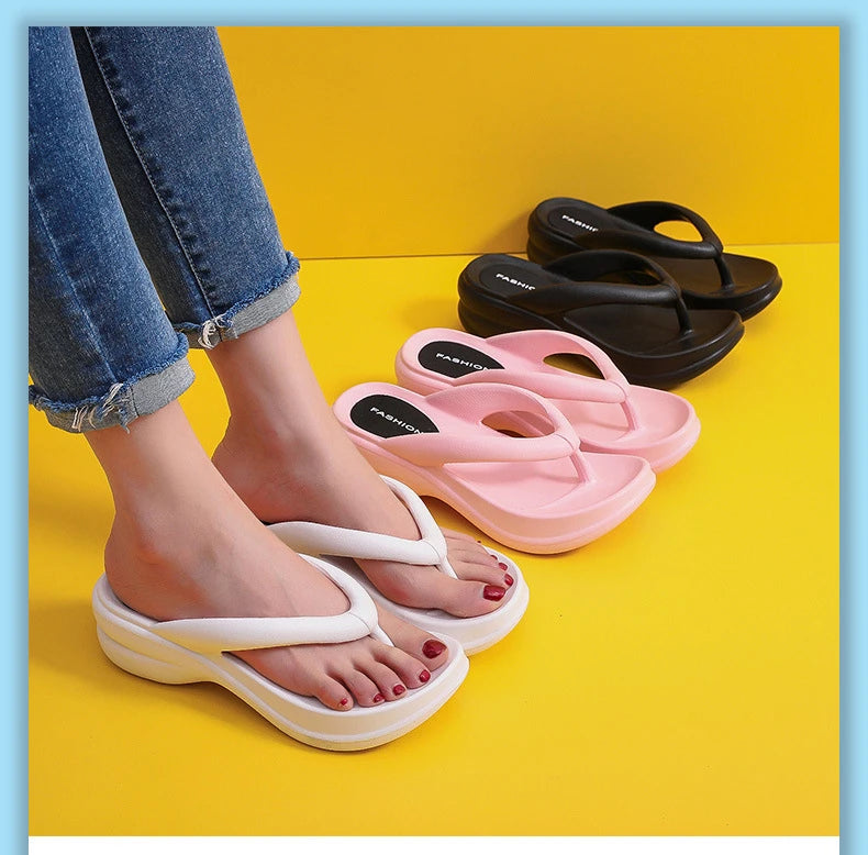 Woman House Heel Slipper Wedges Cloud Sandals Summer Soft Flip Flops Beach Slides Home Garden Shoe Outdoor Ladies Female Girls