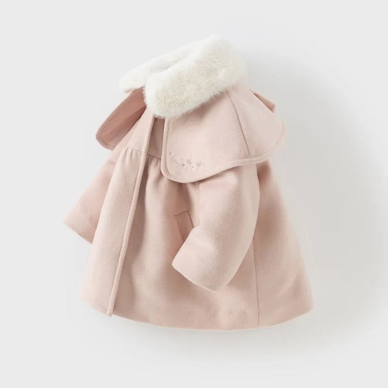 Dave Bella Children Girls Baby Cute Tops Outerwear 2024 New Autumn Winter Casual Sweet Gentle Overcoat Outdoor Warm DB4242652