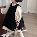 4768 Children Dress Set Spring Autumn New Retro Girl's Dress Lace Skirt 2-piece Set