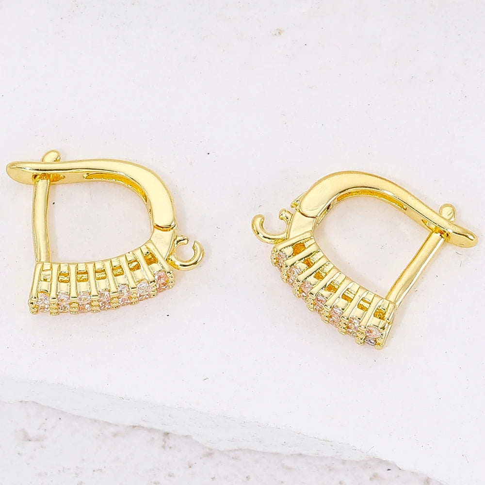 Juya 8Pcs/Lot 18K Gold Plated Anti-Allergy Fastener Schwenzy Earwire Stitches Earplug Earring Hooks For DIY Women Earring Making