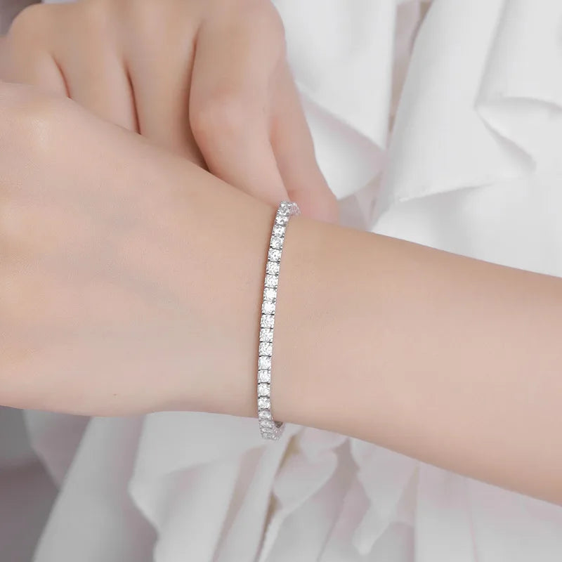 Factory Price D VVS1 Moissanite Tennis Bracelet Full Diamond GRA 925 Silver Plated 18k Fashion Personality Exquisite Jewelry