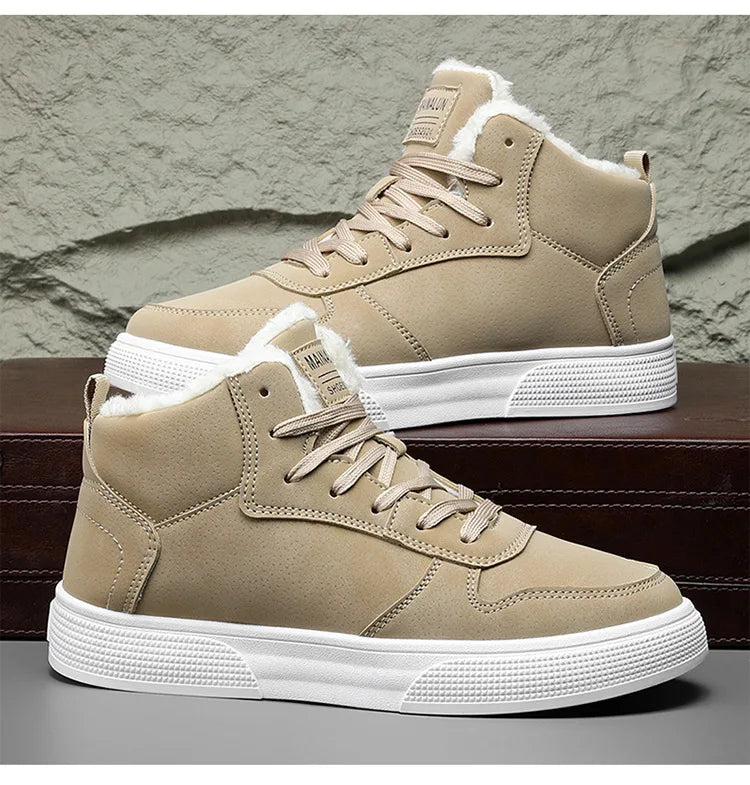 Plus-size men's high-top cotton shoes, men's winter warm fleece-lined casual sneakers, foreign trade fashion sports shoes