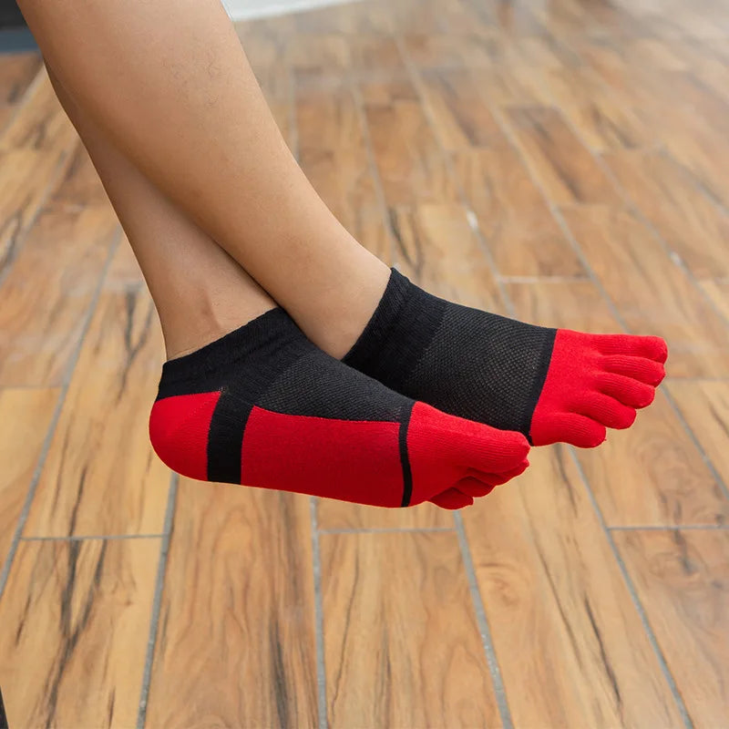 3 Pairs Five Finger Ankle Socks Cotton Men's Casual Mesh Breathable Comfortable No Show Socks With Toes