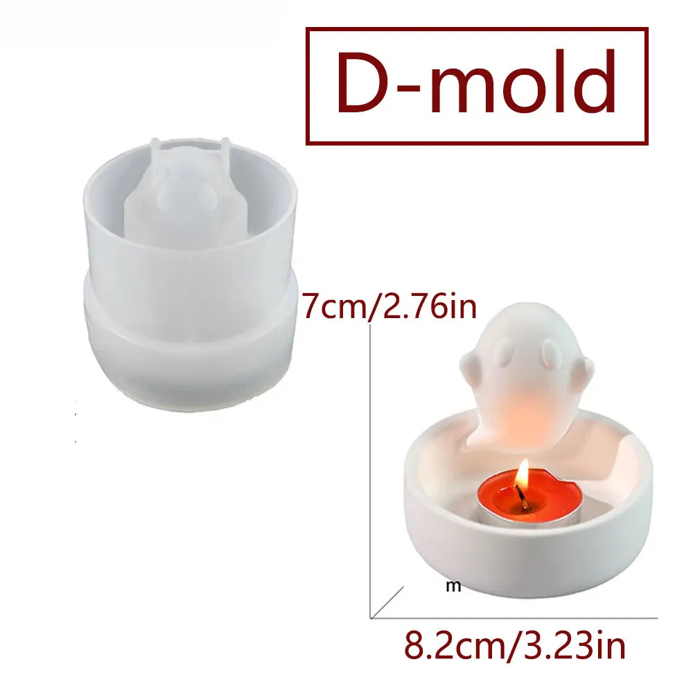 Pumpkin Jar Storage Box Silicone Mold Halloween Concrete Candle Holders Ghost Candy Box Tray Epoxy Resin Mould DIY Home Decor