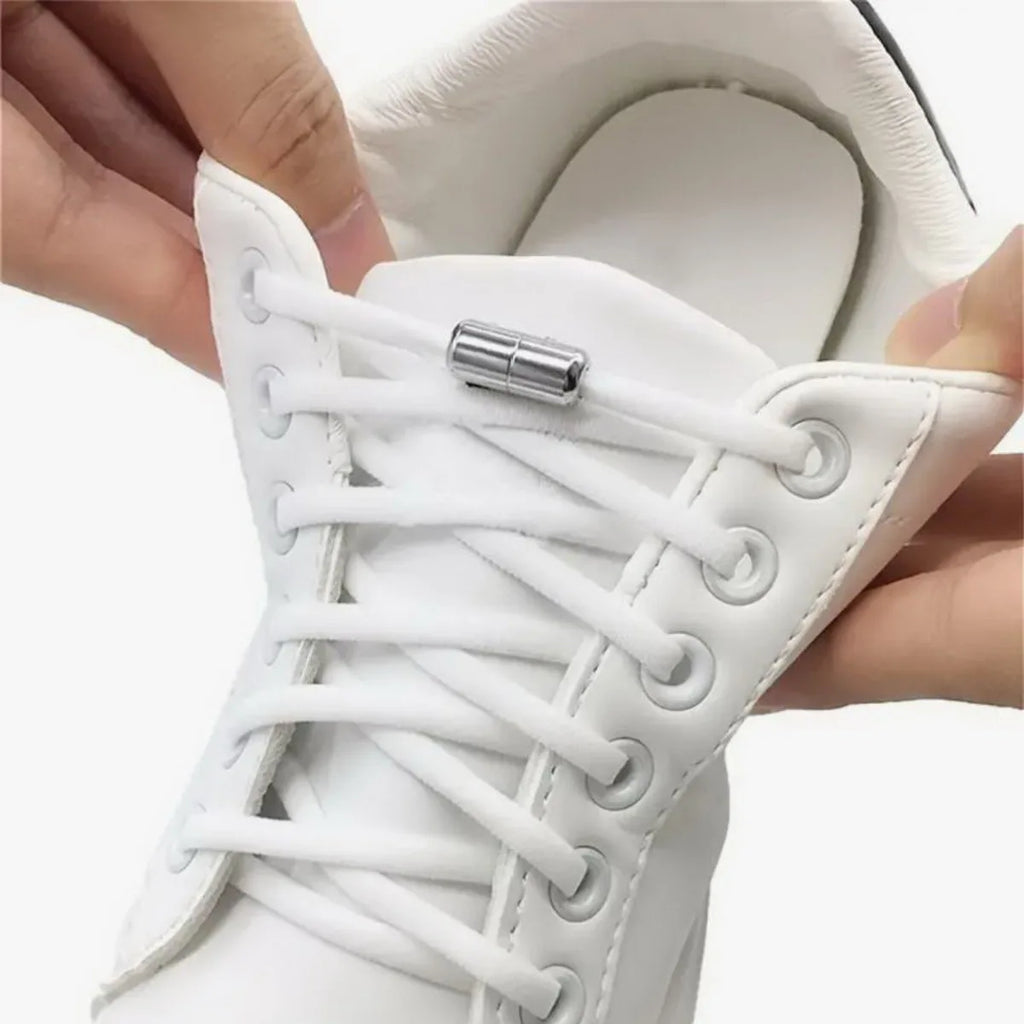 Schnürsenkel ohne Binden, elastisch, halbrund, „Lazy Laces“ mit Metallkapselverschluss für einfaches und sicheres Befestigen von Schuhen