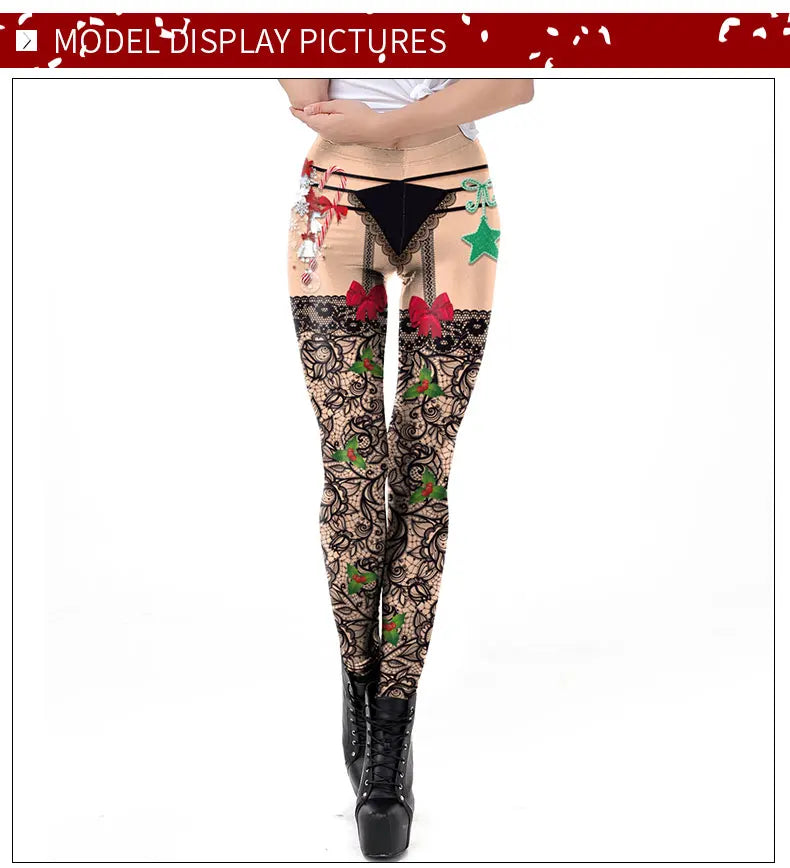 Merry Christmas Leggings for Woman Green White Stripe Pattern Pants Xmas Party Pants Girls Sexy Tights 3D Print Fitness Workout
