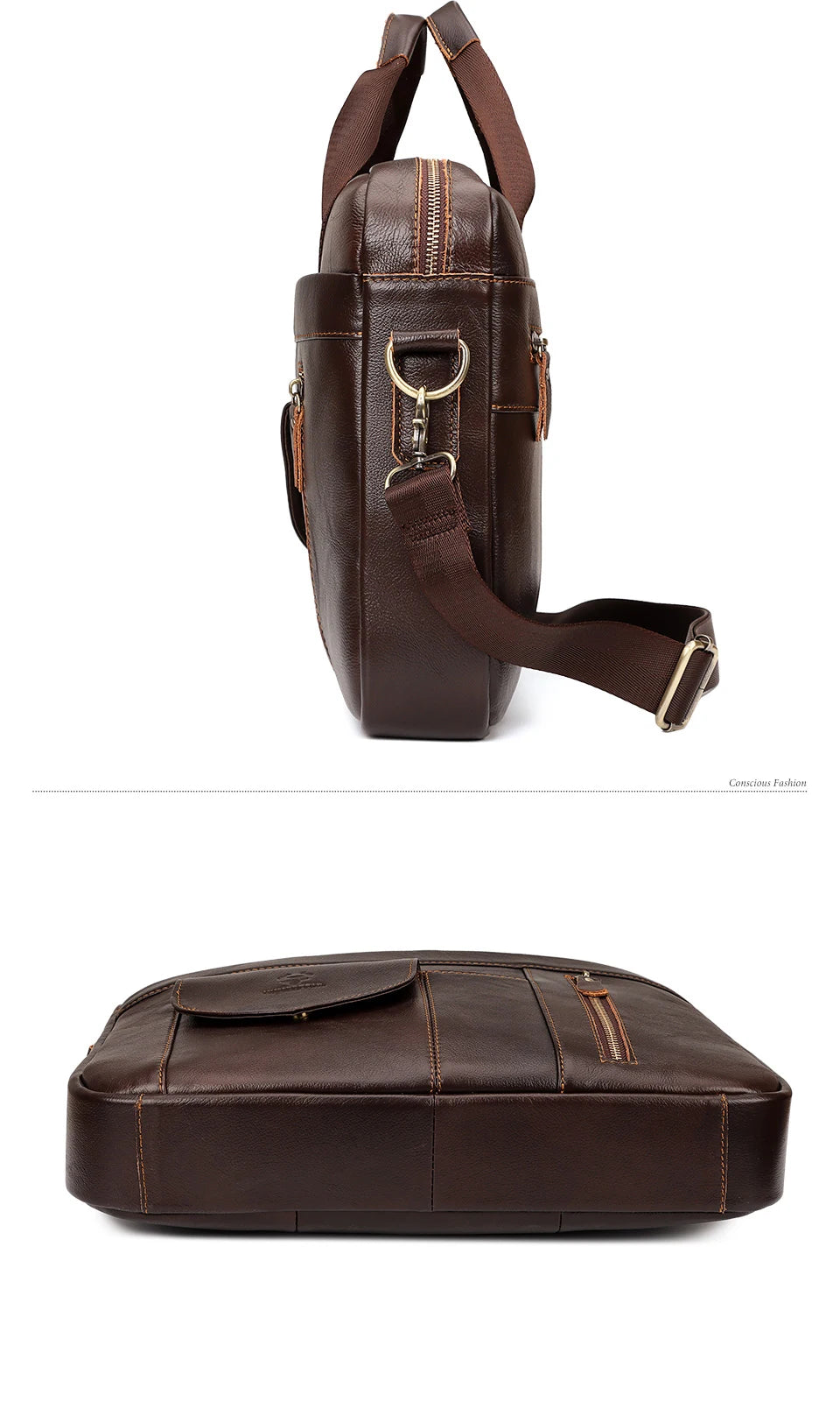 HUMERPAUL Men's Briefcase Bag Top Layer Leather Handcrafted Laptop Bag with Multiple Compartments Business Shoulder Messenger