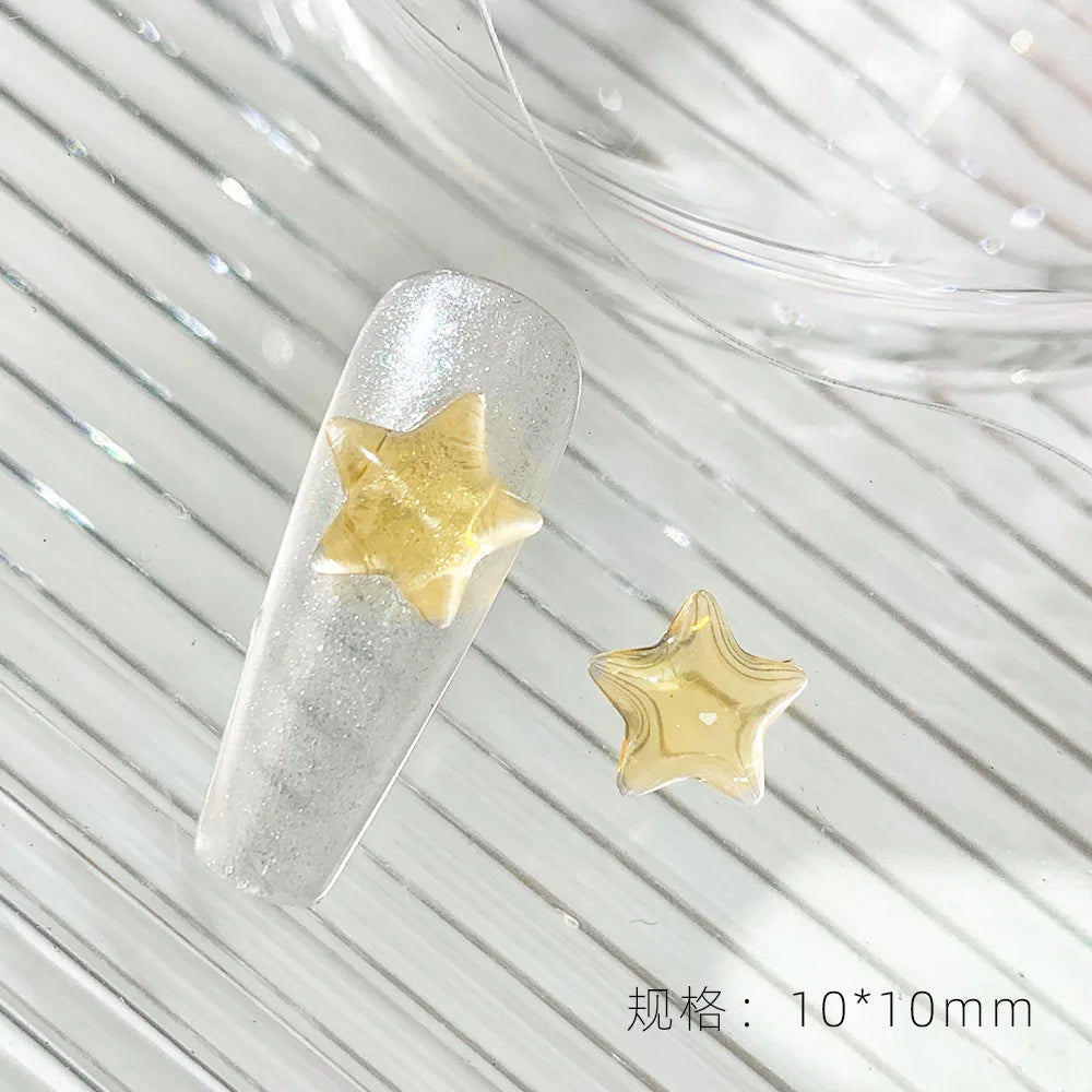 100 Stück Eistransparente Pentagramm Nail Art Charms Harz 3D Glänzende Sterne Nail Art Strass Flatback Edelsteine DIY Nagelzubehör