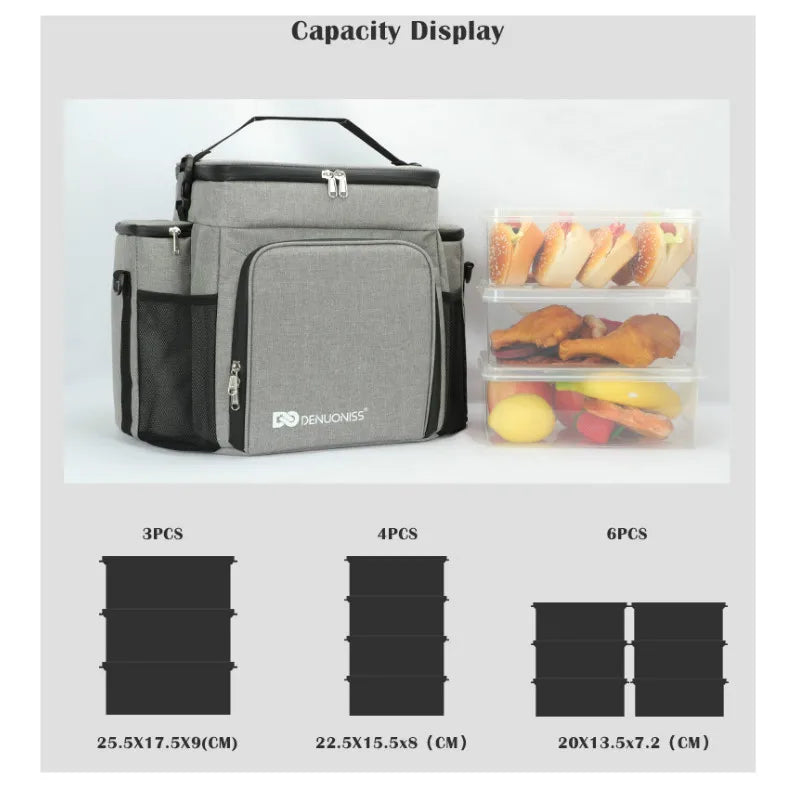 Lunch Bag Adult Men/Women Insulated Bag Portable Shoulder Picnic Thermal Fruit Bag For Work Cooler Cooling Tote Camping Beach