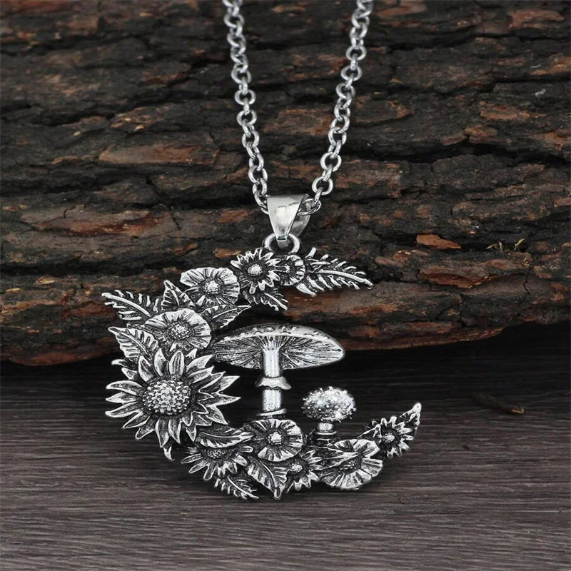 1pc Fashion Mushroom Heart Moon Pendant Necklaces,18 Inch Chain Necklace Party Jewelry Gifts Valentines