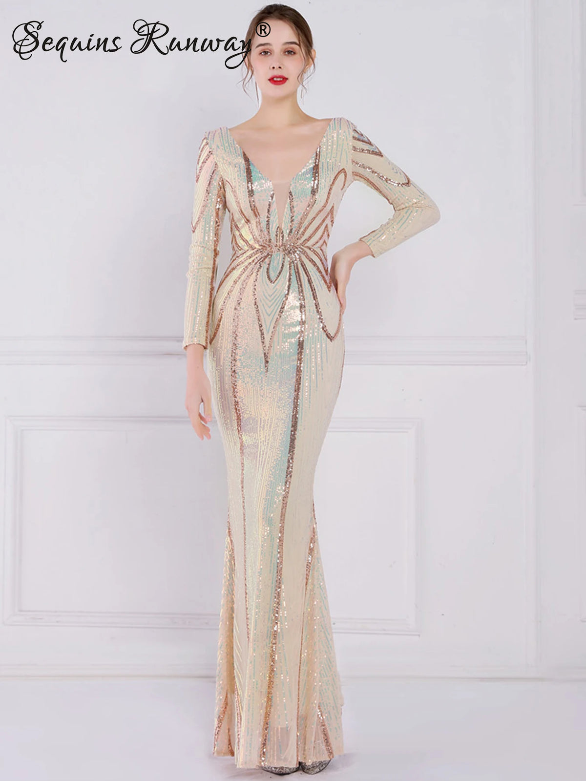 Sexy long sleeve birthday evening dresses for women 2026 elegant luxury wedding party dress vintage maxi sequin dress vestidos