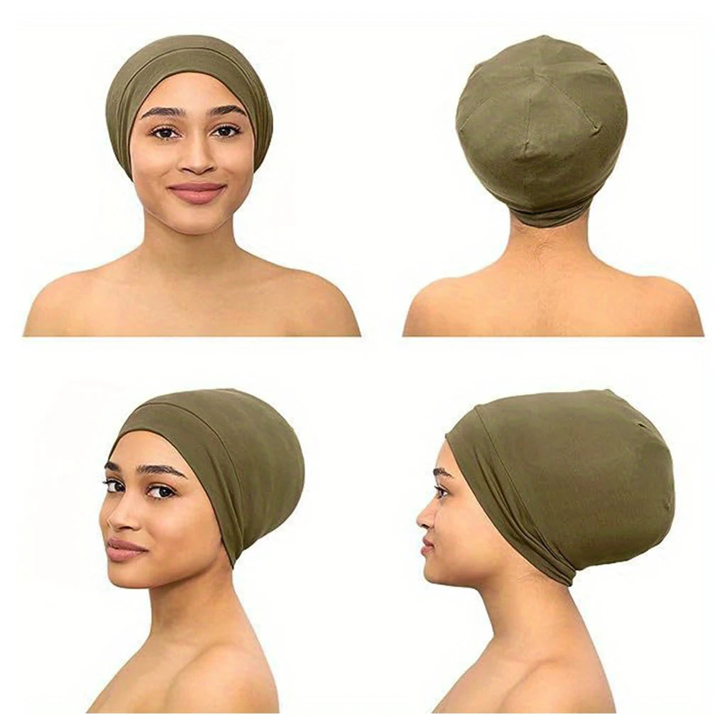 1PC Unisex Elastic Loose Band Satin Lined Double Layer Sleeping Hat For Hair Protection Comfortable Soft Hair Cap Beanie Hat