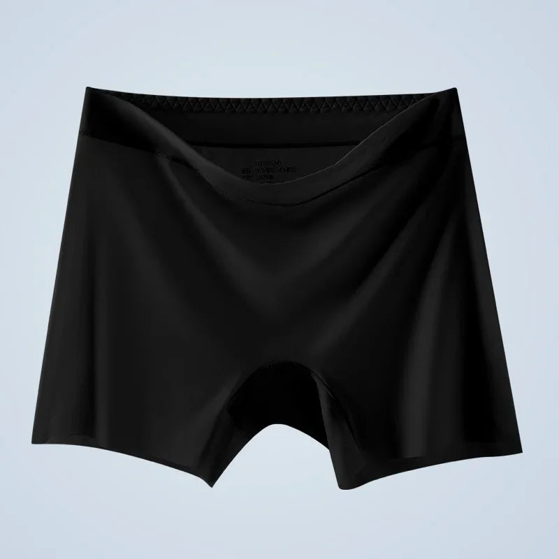 3PCS Summer Ice Silk Women Underwear High Waist Seamless Quick-Dry Anti-Static No Show Panties Plus Size Safety Shorts Invisible