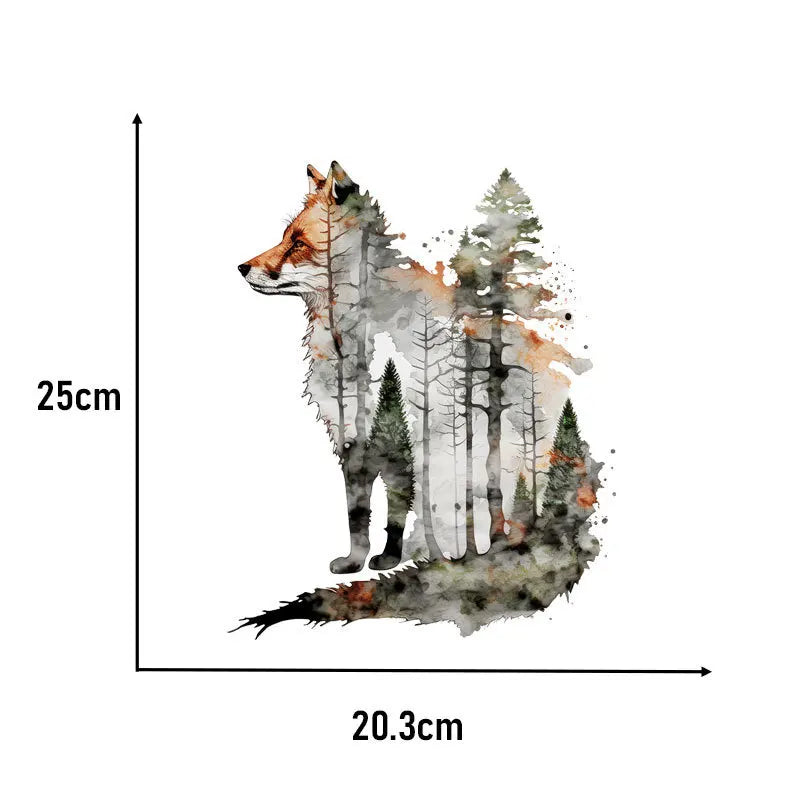 Landscape Animals Patches On Clothes Wolf Tiger fox Sticker Clothes Decoration Diy Accessory Print On T-Shirt Iron On Patch