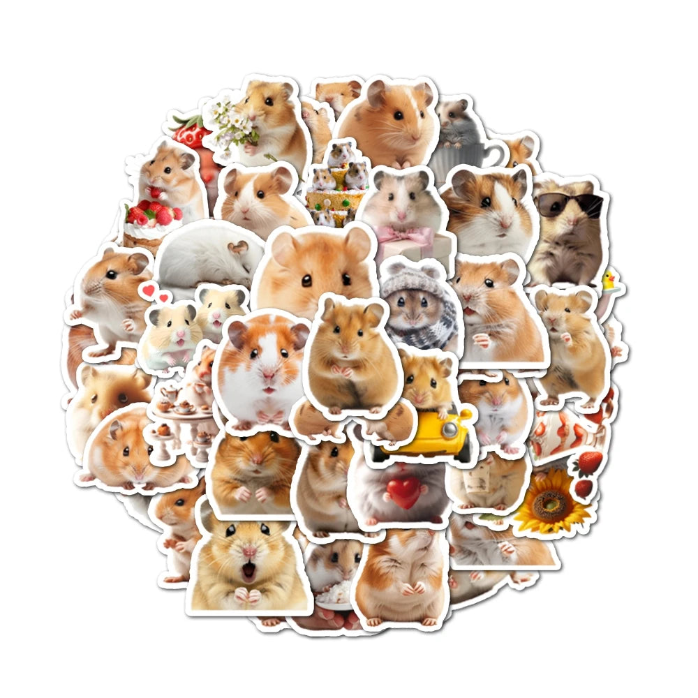 48pcs Party small gifts, small hamster stickers can be used for wall tabletop cups and other decorations, party small stickers
