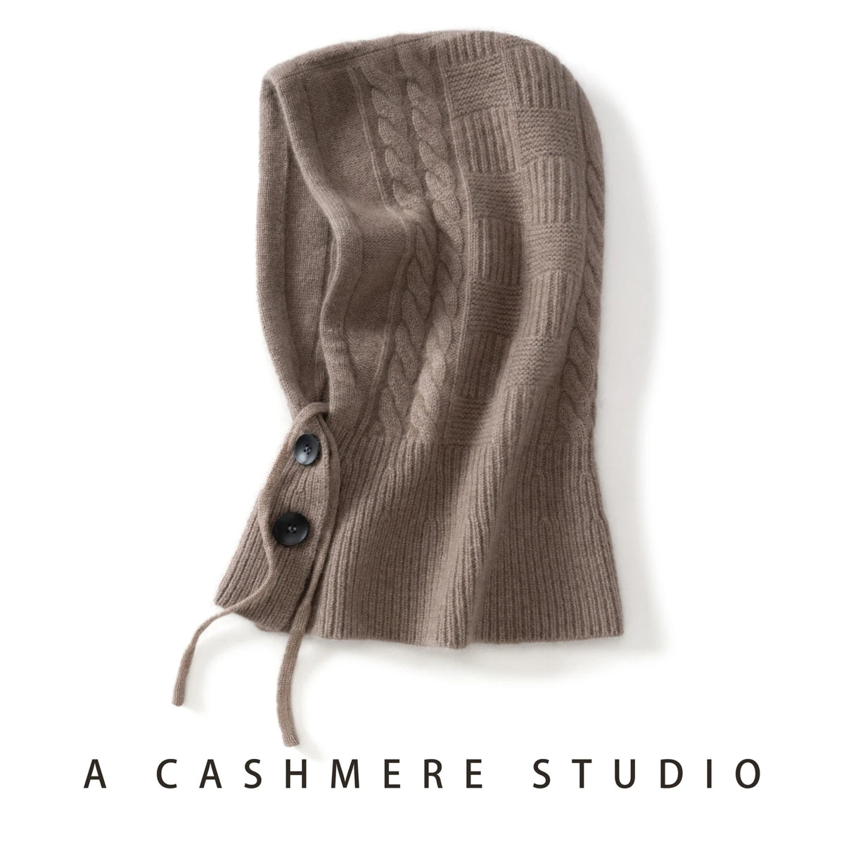 100%Quality Cashmere Balaclava Hoods For Women Warm Ring Scarf Beanie Hat Windproof Hooded Button-up Neck Collar Knitted Hat
