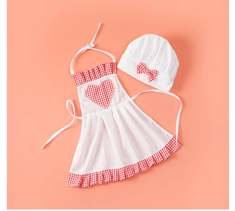 Baby Chef Apron Hat  Baby Kids Cook Costume Newborn Photography Props  Outfit Clothing