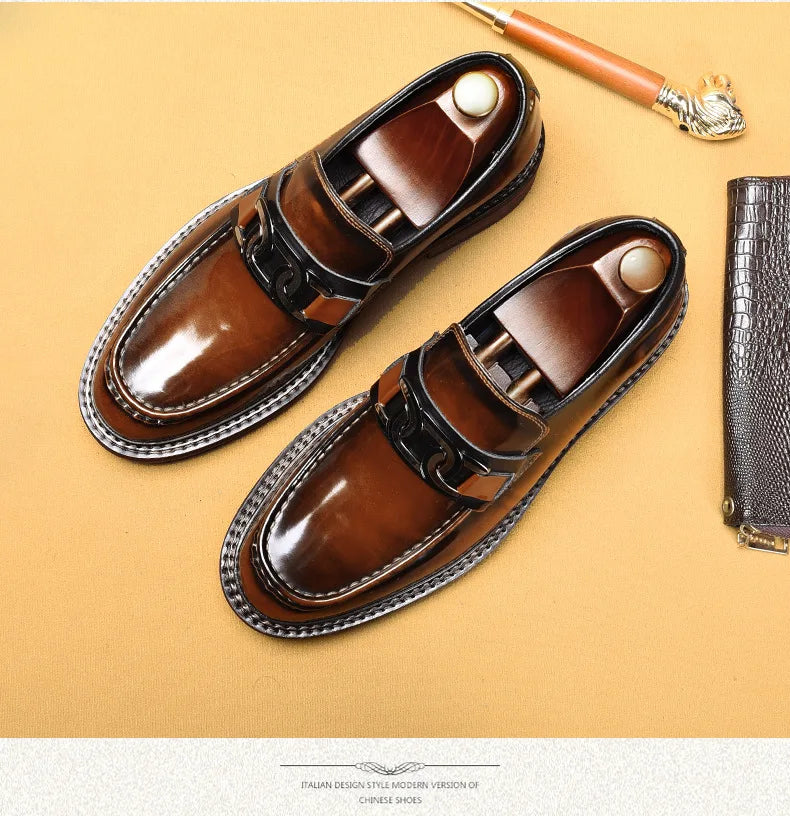 Luxury Slip on Dress Shoes Men Genuine Leather Italian Loafer Shoes for Men Black Brown Brand Formal Oxford Men Casual Shoes