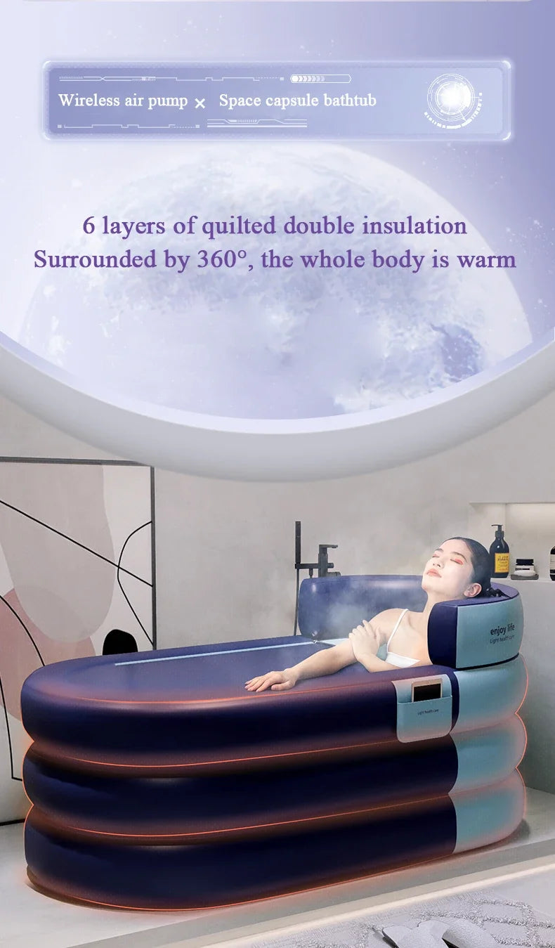 Large Capacity Hotel Space Capsule Inflatable Bathtubs Steam Sauna Folding Bathing Bucket Portable Home