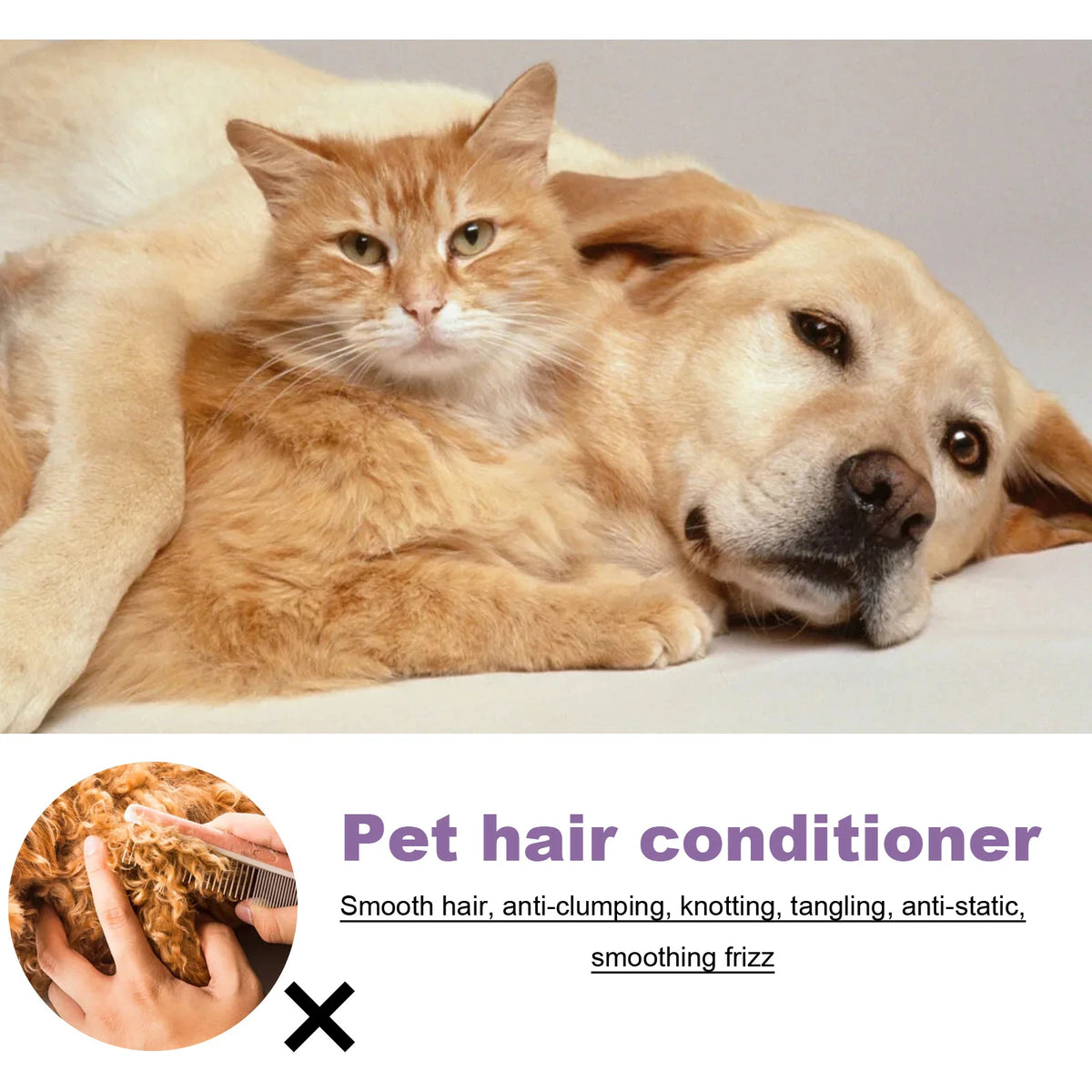 Pet Hair Conditioner Hair Softening Prevent Hair Knots Bathless Clean Odor Removal Moisturizing Cat Anti Mite Ticks Dog Shampoo