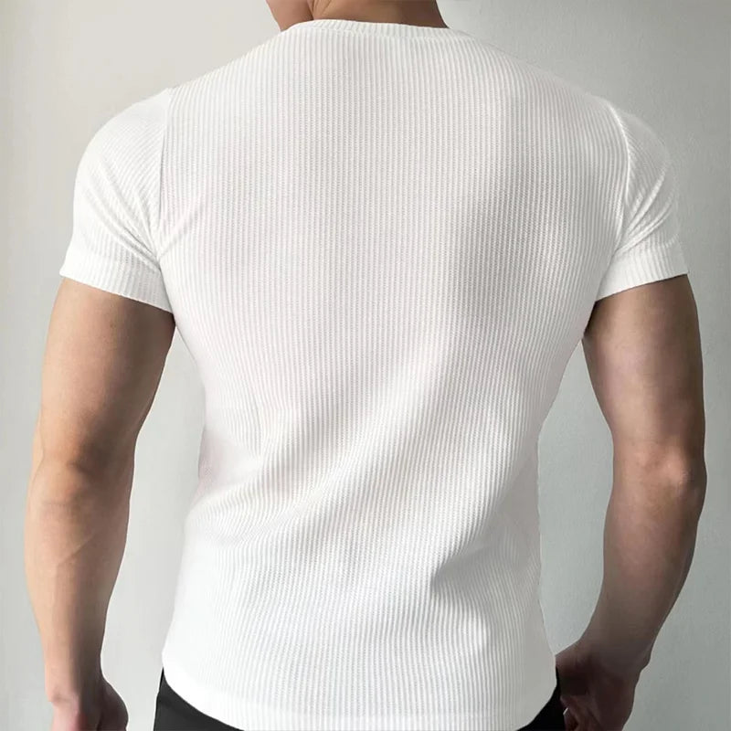 Men's Summer Trendy T-Shirt with Round Neck And Short Sleeved For Daily Casual Vertical Stripes Black White T-Shirt