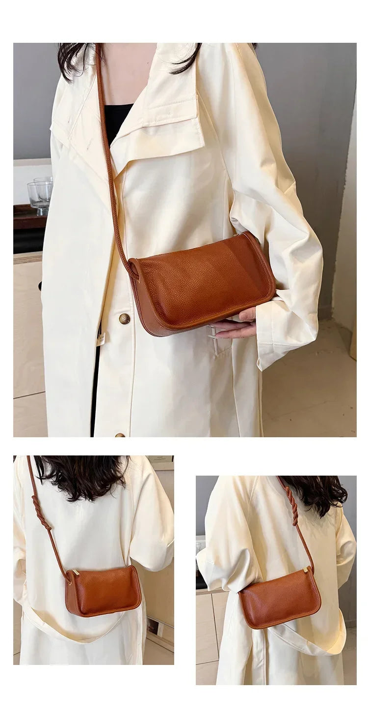 100%Real Cowhide Genuine Leather Fashion Women Crossbody Bag For Ladies New High Capacity Shoulder Bag Handbag Female Purse 2025