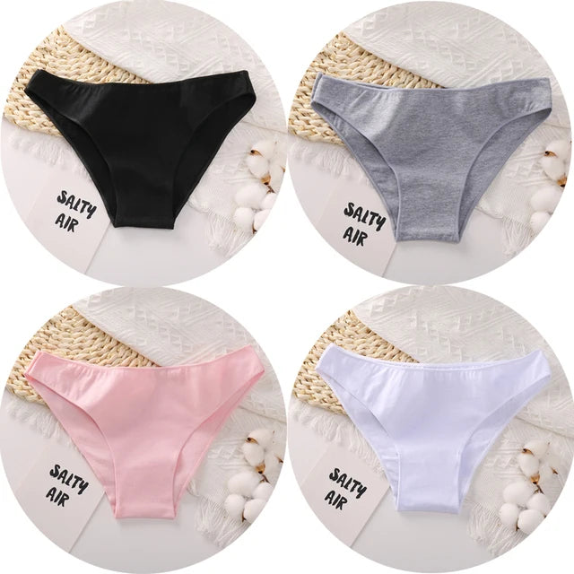 3PCS/Set Cotton Underwear Women M-2XL Comfortable Panties Ladies Plus Size Underpants Solid Color Briefs Female Lingerie