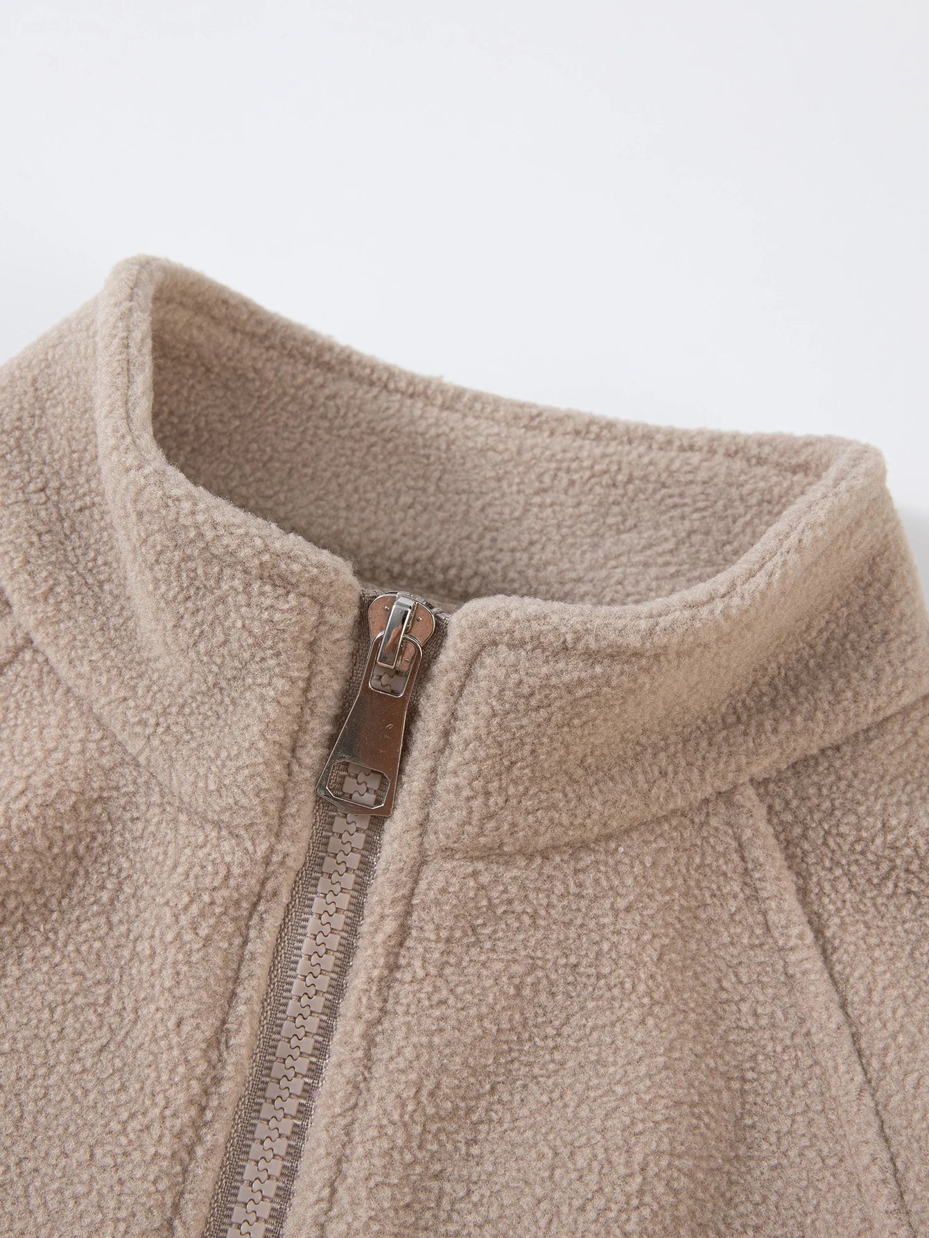 Girls Boys Autumn Winter New Hoodie Warm Leisure Tops Zipper Pullover Solid Color Long Sleeve Stand Collar Design  